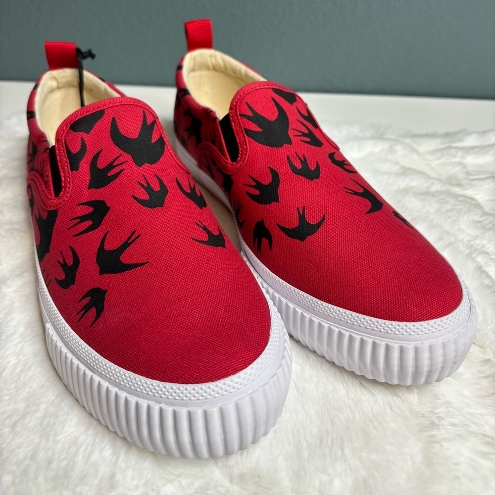 NIB MCQ by Alexander McQueen Unisex Swallow Slip-On Sneakers Red EU 41